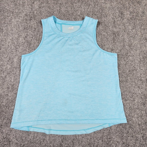 Avia Tops - Avia Womens Blue Space Dye Mesh Back Activewear Tank Top Size M 8-10